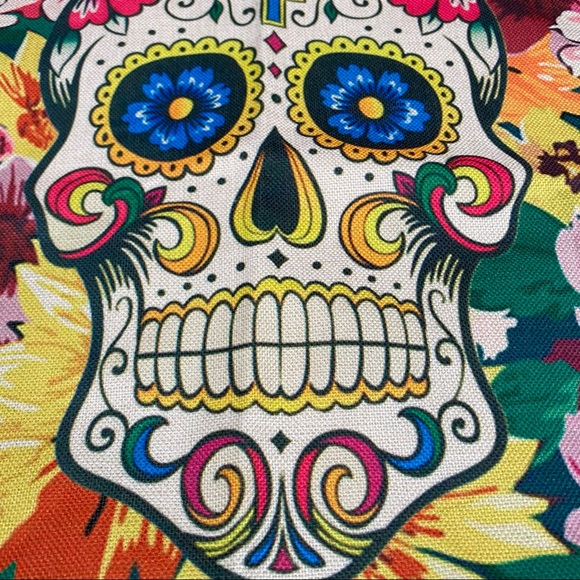 Eco-Friendly Colorful Sugar Skull Folding Tote Bag - Picture 8 of 14